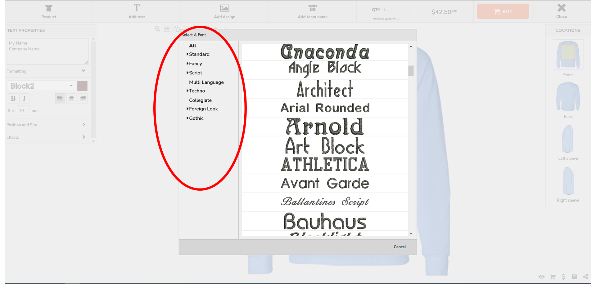 step 5 to select embroidery fonts