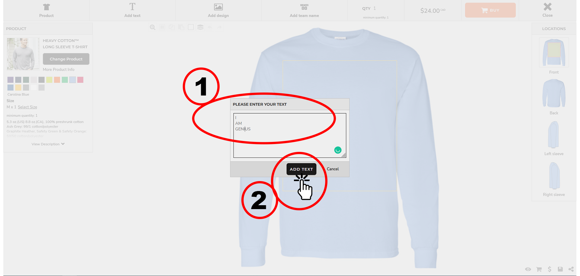 step 2 to select printing fonts