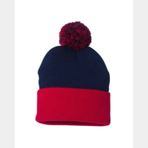 Pom-Pom 12" Knit Cuffed Beanie Thumbnail