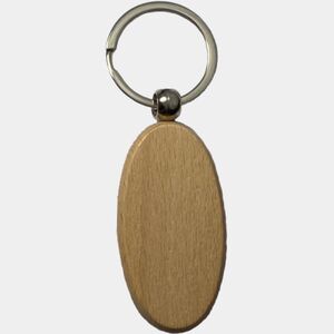 Narrow Oval Wooden Keychain Thumbnail