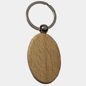 Rounded Oval Wooden Keychain Thumbnail