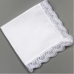 White Handkerchief with Lace for Ladies Thumbnail