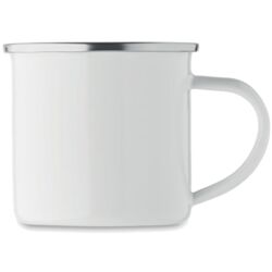 12oz Coyote's White Enamel Flat Bottom Camping Mugs Thumbnail