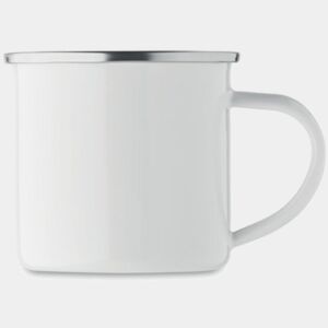 12oz Coyote's White Enamel Flat Bottom Camping Mugs Thumbnail