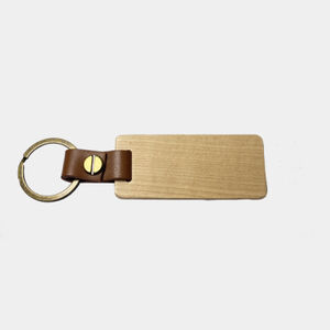 Wooden & Leather Strapped Keychain - Wooden & Leather Strapped Keychain Thumbnail
