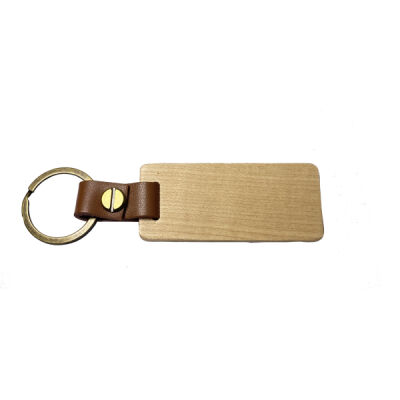 Wooden & Leather Strapped Keychain - Wooden & Leather Strapped Keychain Thumbnail